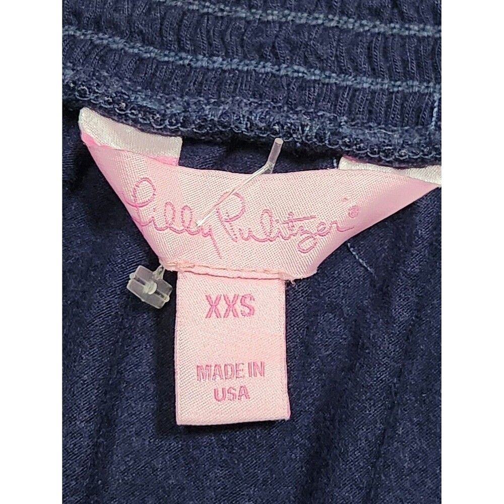 Lilly Pulitzer Big Girls Navy Off Shoulder smocked neckline Top Size XS/ XXS - Picture 5 of 10
